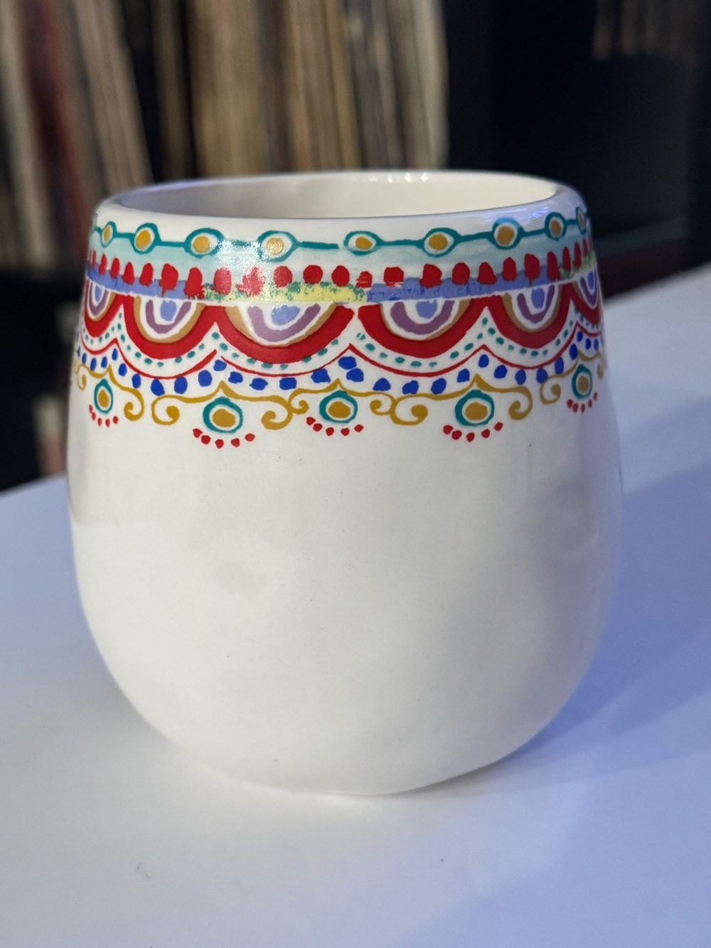 NATURAL LIFE Boho Cup of Happy Mug, Multicolor Decorative Border, Discontinued - Picture 4 of 8